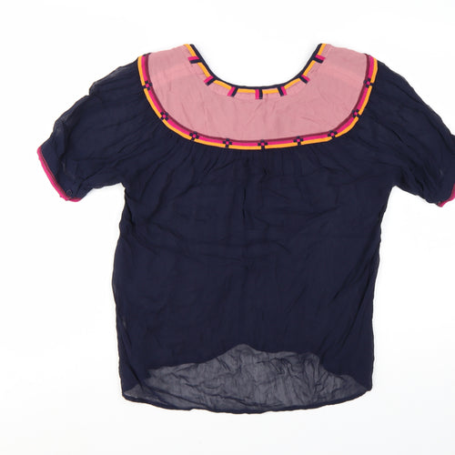 French Connection Women's Blue V-Neck Tunic Blouse Size 10