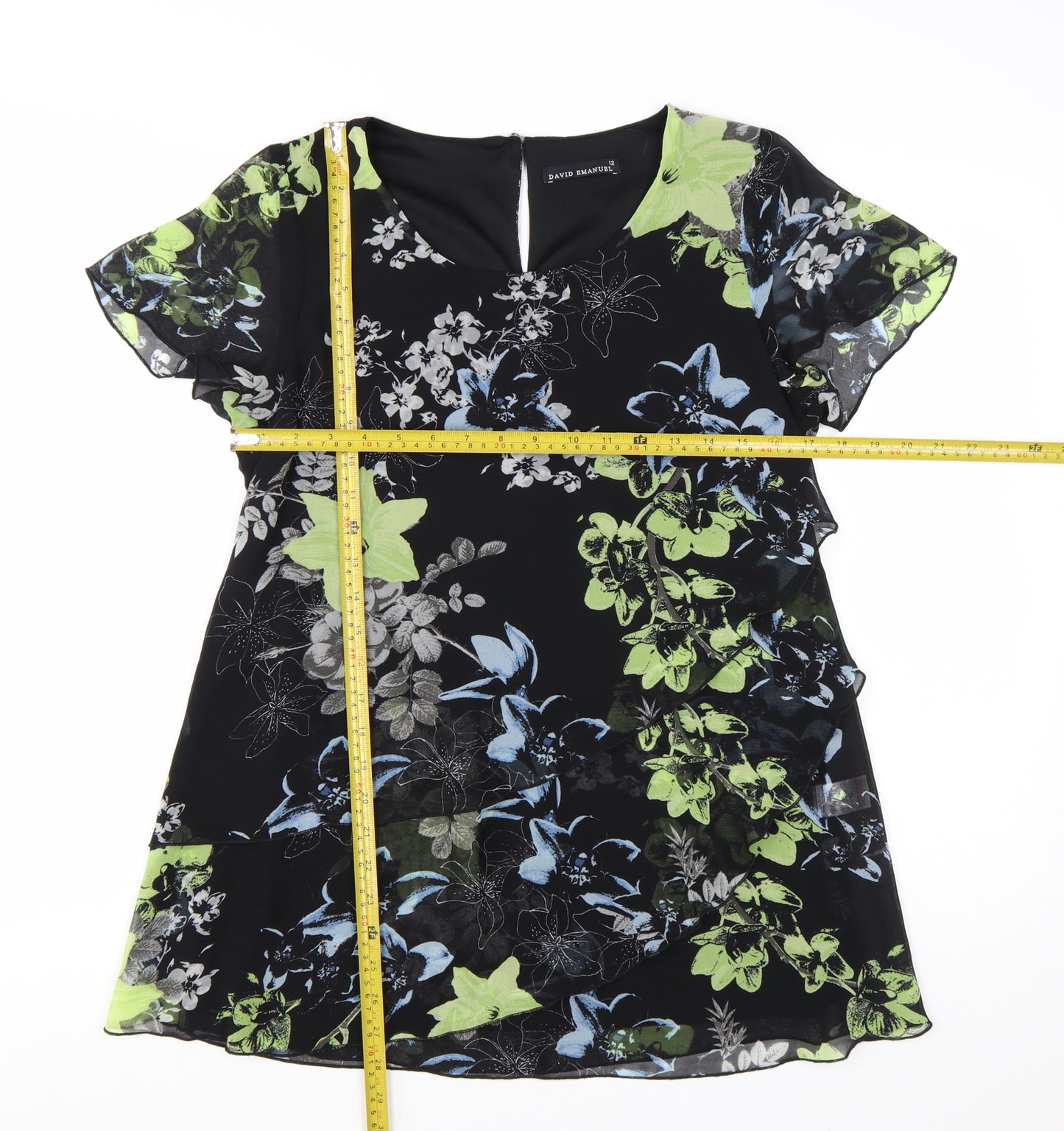 David Emanuel Women’s Multicoloured Floral Tunic Blouse Size 12