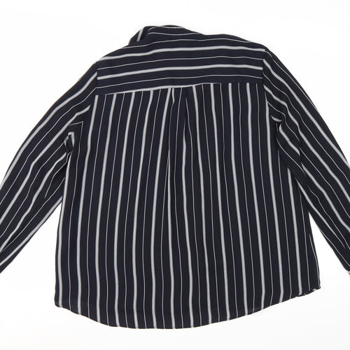 H&M Womens Blue Striped Button-Up Shirt Size 8 Long Sleeve