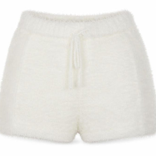 Miss Selfridge Women’s White Fluffy Knit Sweat Shorts Size S