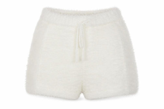 Miss Selfridge Women’s White Fluffy Knit Sweat Shorts Size S