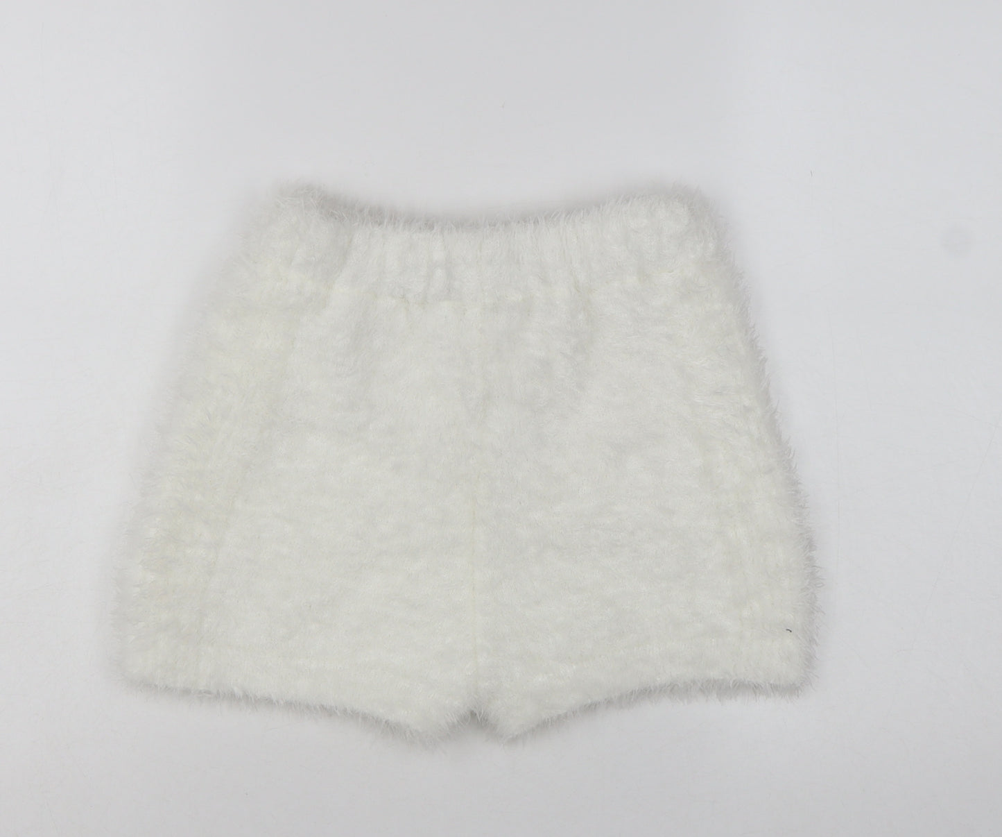 Miss Selfridge Women’s White Fluffy Knit Sweat Shorts Size S