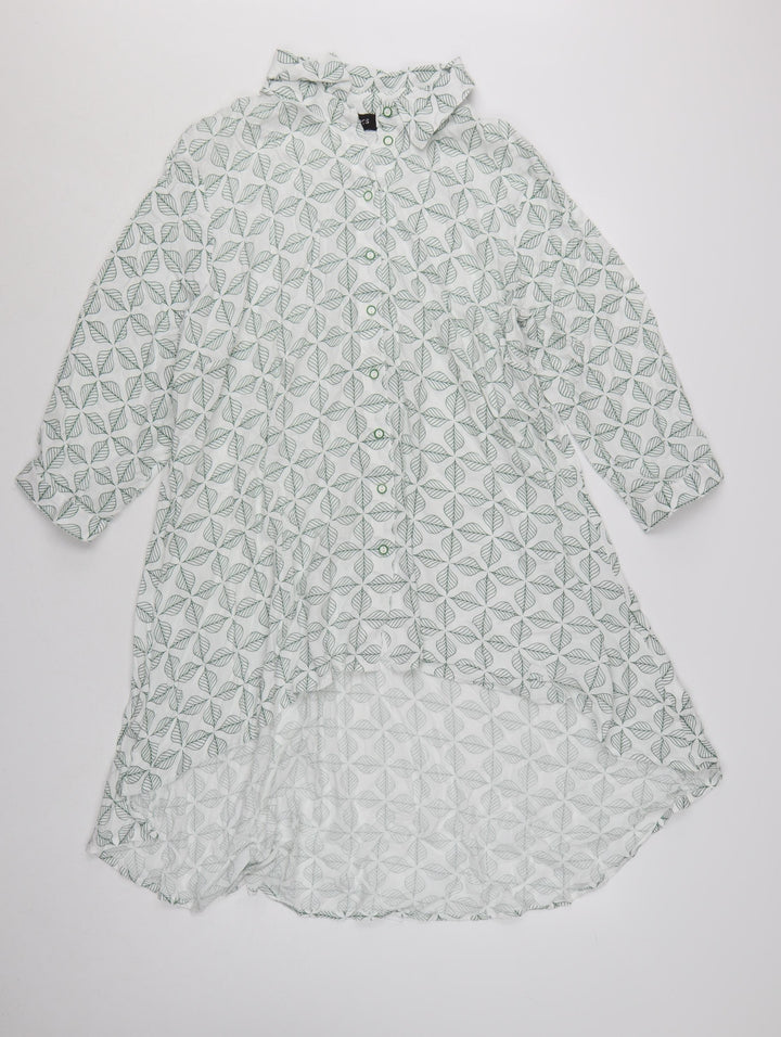 Klass Womens White Leaf Print Tunic Blouse Size 14 3/4 Sleeve