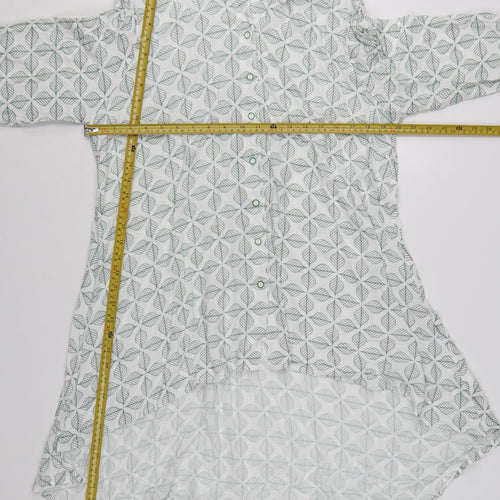 Klass Womens White Leaf Print Tunic Blouse Size 14 3/4 Sleeve
