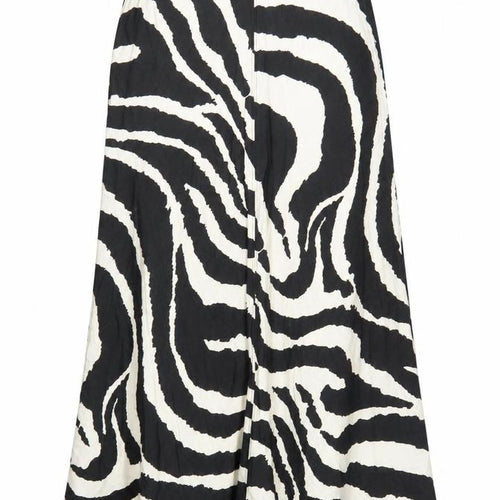 H&M Women's Black Animal Print A-Line Midi Skirt Size 14