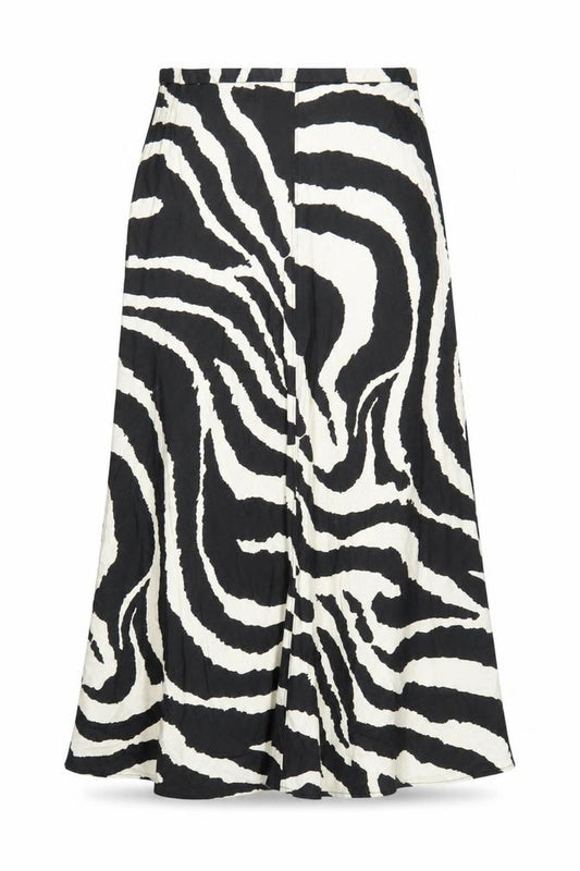H&M Women's Black Animal Print A-Line Midi Skirt Size 14