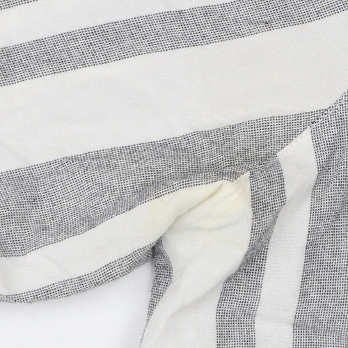 River Island Women Grey Striped Long Sleeve Collared Button-Up Shirt Size 10