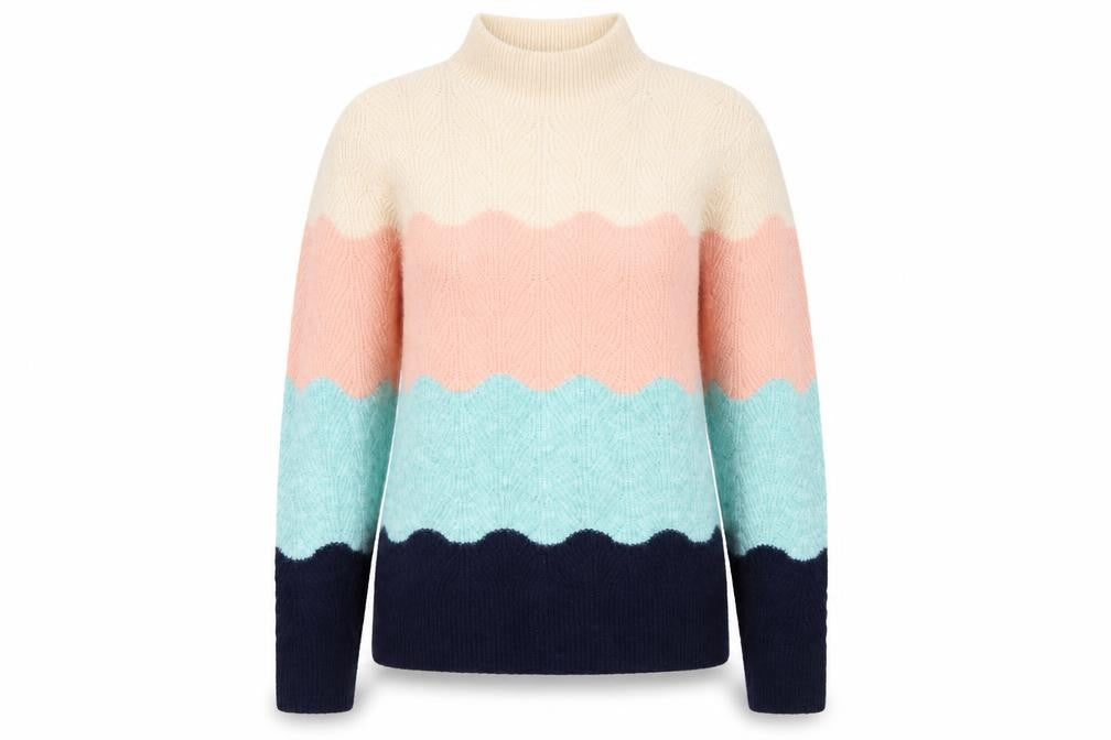 Front view of Oasis Women’s Multicoloured High Neck Cable Knit Jumper M