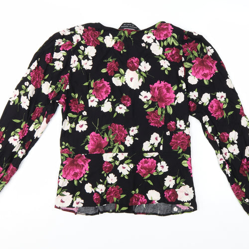 Dorothy Perkins Women's Black Floral Lace V-Neck Tunic Blouse Size 12