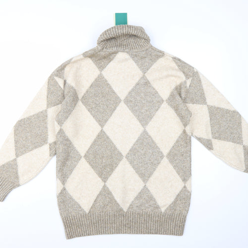 Pringle of Scotland x H&M Women's Beige Argyle Roll Neck Jumper XS