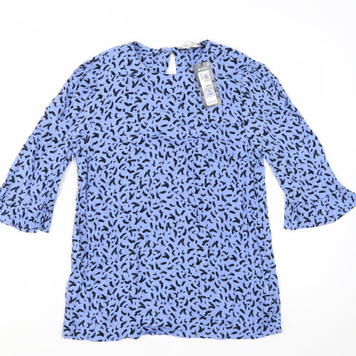 Marks and Spencer Women’s Blue Animal Print Viscose Tunic Blouse Size 8