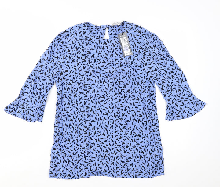 Marks and Spencer Women’s Blue Animal Print Viscose Tunic Blouse Size 8
