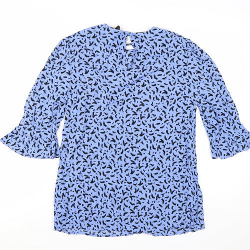 Marks and Spencer Women’s Blue Animal Print Viscose Tunic Blouse Size 8
