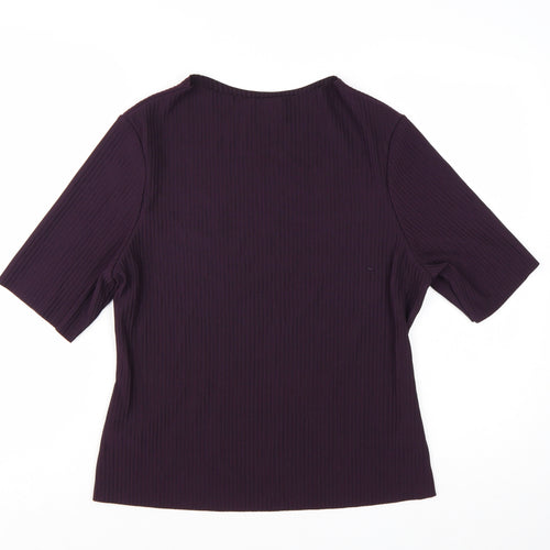 Marks and Spencer Women's Purple Short Sleeve Stretch Jersey Top Size 16
