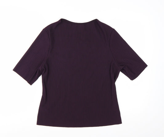 Marks and Spencer Women's Purple Short Sleeve Stretch Jersey Top Size 16