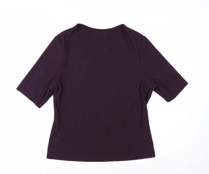 Marks and Spencer Women's Purple Short Sleeve Stretch Jersey Top Size 16