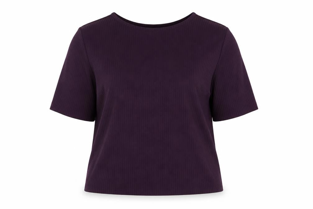 Marks and Spencer Women's Purple Short Sleeve Stretch Jersey Top Size 16