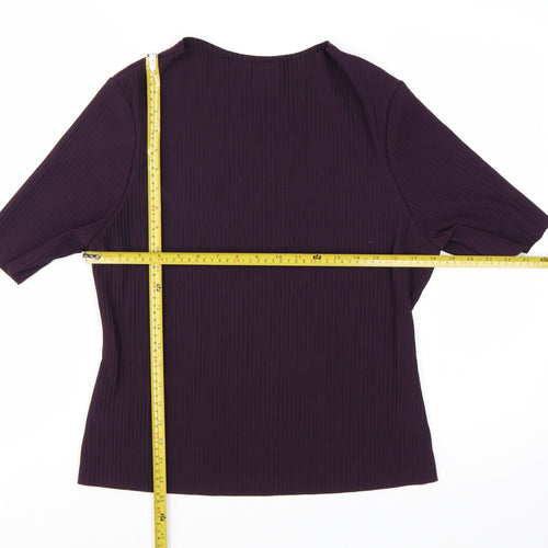 Marks and Spencer Women's Purple Short Sleeve Stretch Jersey Top Size 16