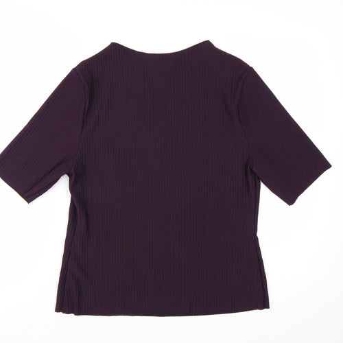 Marks and Spencer Women's Purple Short Sleeve Stretch Jersey Top Size 16
