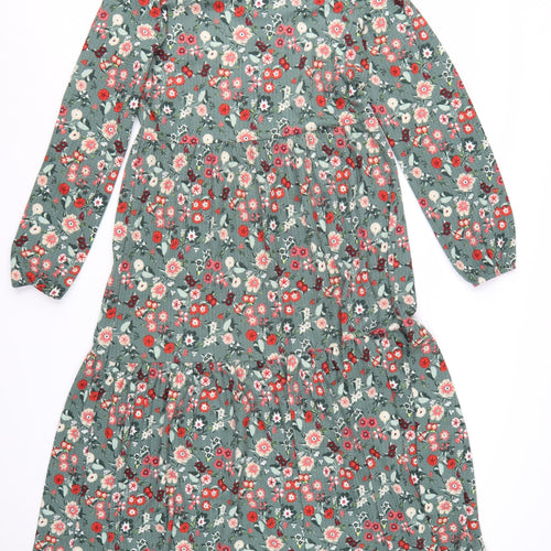Next Women’s Green Floral A-Line Long Sleeve Dress Size 8