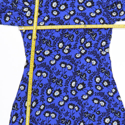 Next Women's Blue Floral A-Line Short Dress Size 10