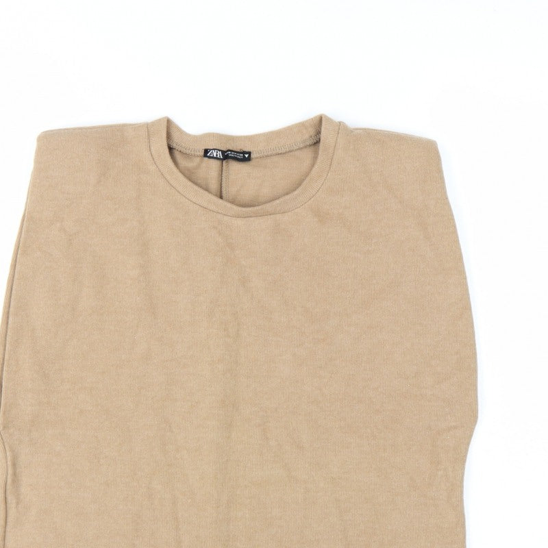 Additional view of ZARA Women Beige Crew Neck Knit Jumper M Lightweight Pullover