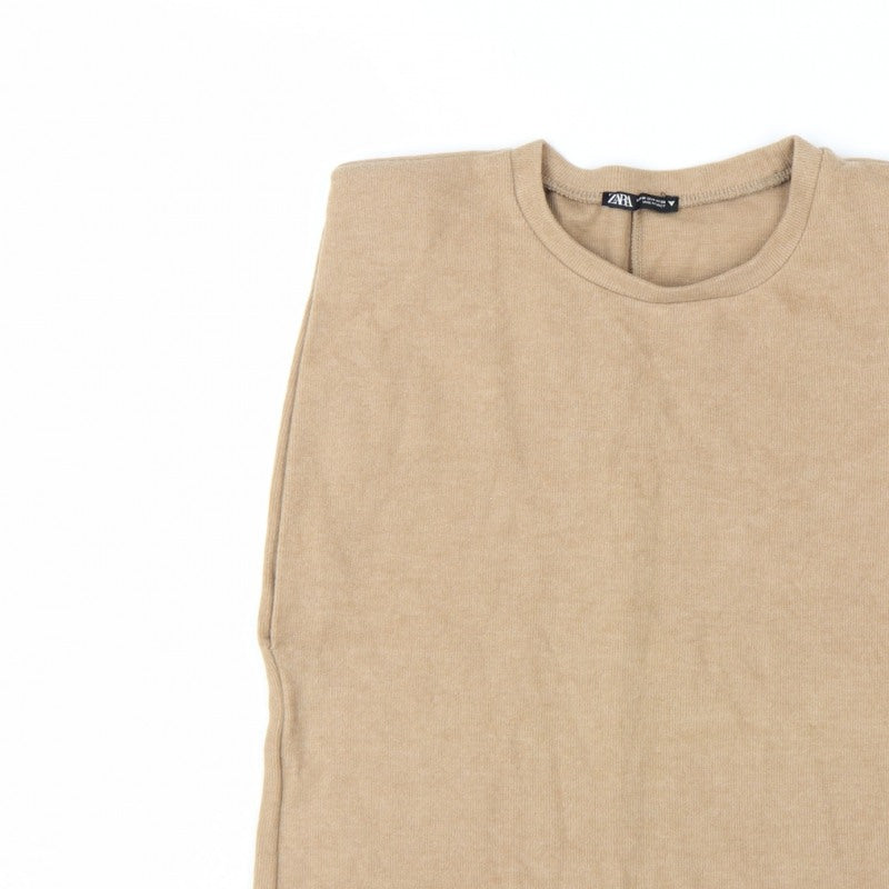 Additional view of ZARA Women Beige Crew Neck Knit Jumper M Lightweight Pullover