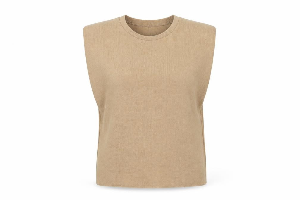 Front view of ZARA Women Beige Crew Neck Knit Jumper M Lightweight Pullover