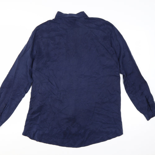Zara Basic Women's Blue Collared Long Sleeve Button-Up Shirt Size 12