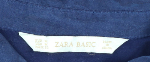 Zara Basic Women's Blue Collared Long Sleeve Button-Up Shirt Size 12