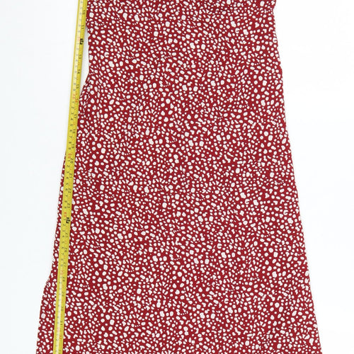 Mint Vanilla Women Red Polka Dot Slip Dress Size 6 Midi V-Neck