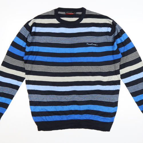 Pierre Cardin Men's Multicoloured Striped Crew Neck Jumper L
