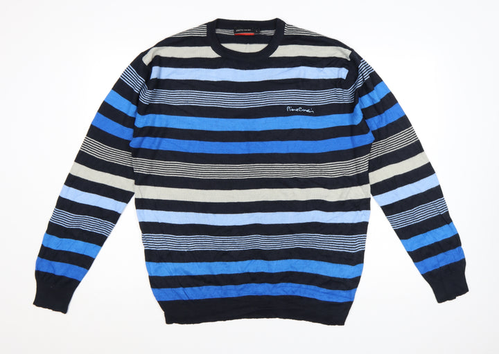 Pierre Cardin Men's Multicoloured Striped Crew Neck Jumper L