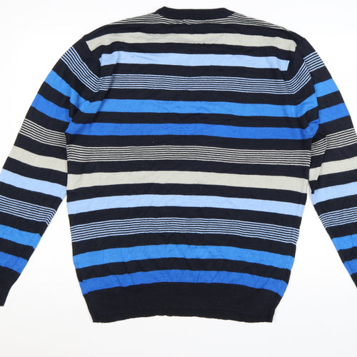 Pierre Cardin Men's Multicoloured Striped Crew Neck Jumper L