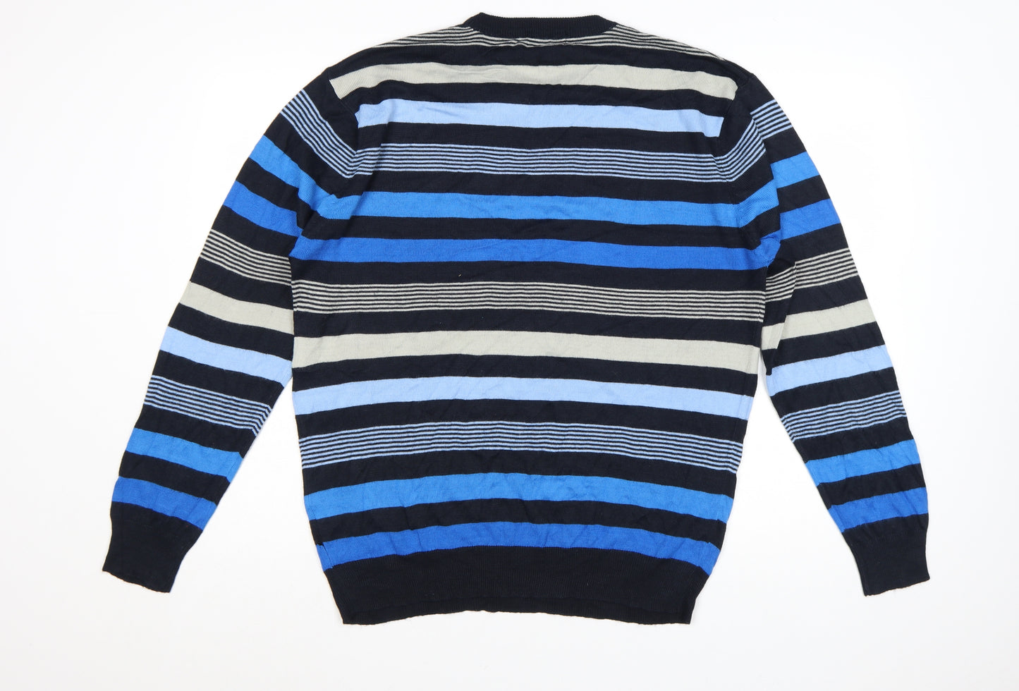 Pierre Cardin Men's Multicoloured Striped Crew Neck Jumper L