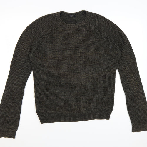 Red Herring Men's Brown Chunky-Knit Crew Neck Jumper Size M