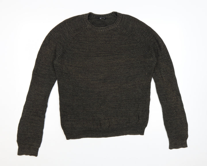 Red Herring Men's Brown Chunky-Knit Crew Neck Jumper Size M