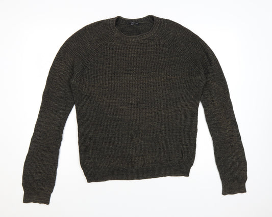 Red Herring Men's Brown Chunky-Knit Crew Neck Jumper Size M
