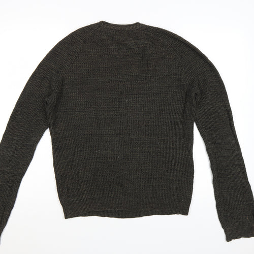 Red Herring Men's Brown Chunky-Knit Crew Neck Jumper Size M