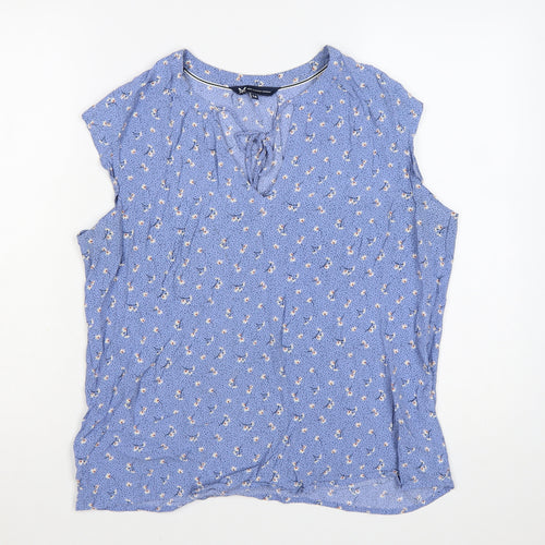 Crew Clothing Company Women’s Blue Floral Sleeveless Tunic Blouse Size 14