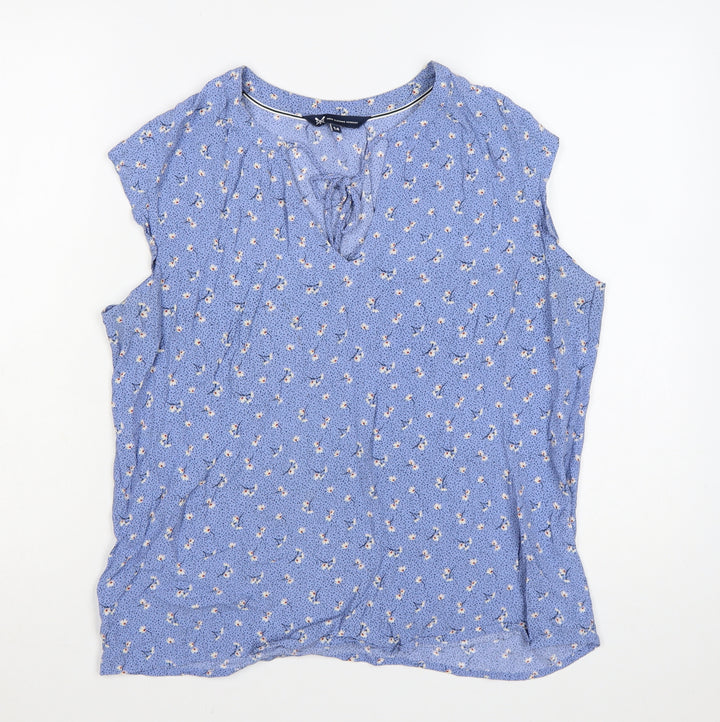 Crew Clothing Company Women’s Blue Floral Sleeveless Tunic Blouse Size 14