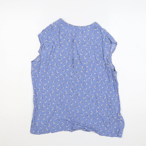 Crew Clothing Company Women’s Blue Floral Sleeveless Tunic Blouse Size 14