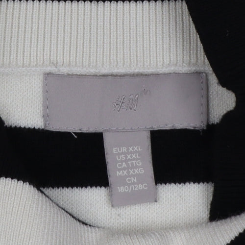 H&M Women Black & White Striped Roll Neck Relaxed Fit Jumper Size 18