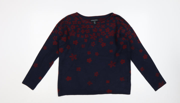 Cynthia Rowley Women's Blue Floral Knit Jumper Size M