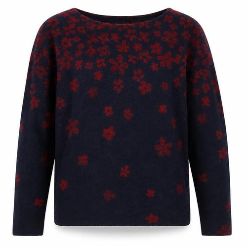 Cynthia Rowley Women's Blue Floral Knit Jumper Size M