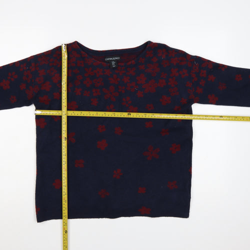 Cynthia Rowley Women's Blue Floral Knit Jumper Size M
