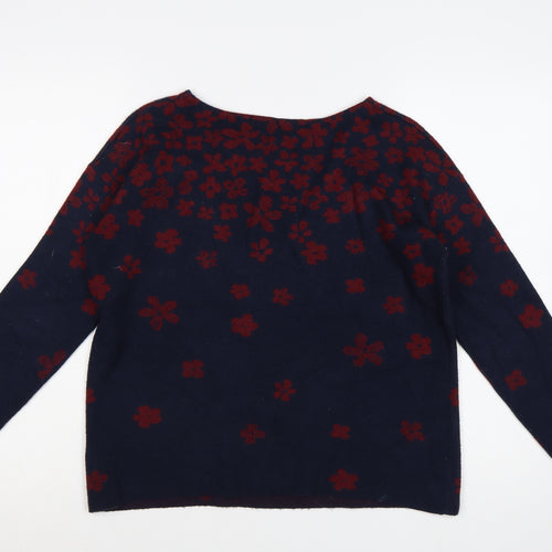 Cynthia Rowley Women's Blue Floral Knit Jumper Size M