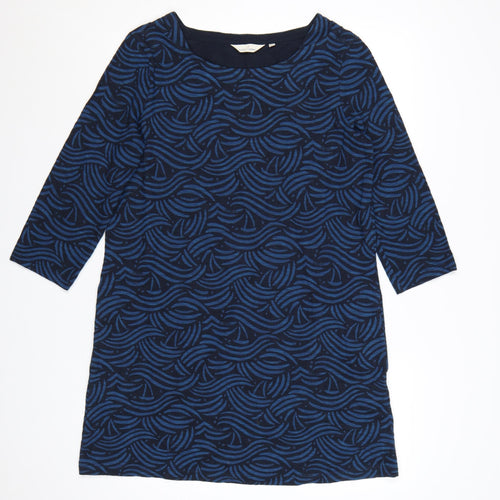 Seasalt Cornwall Women Blue Geometric Cotton Shift Dress Size 12