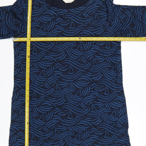 Seasalt Cornwall Women Blue Geometric Cotton Shift Dress Size 12