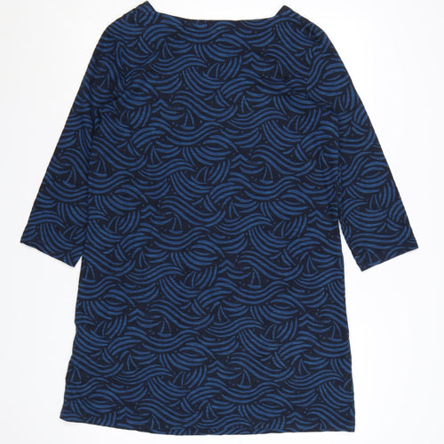 Seasalt Cornwall Women Blue Geometric Cotton Shift Dress Size 12